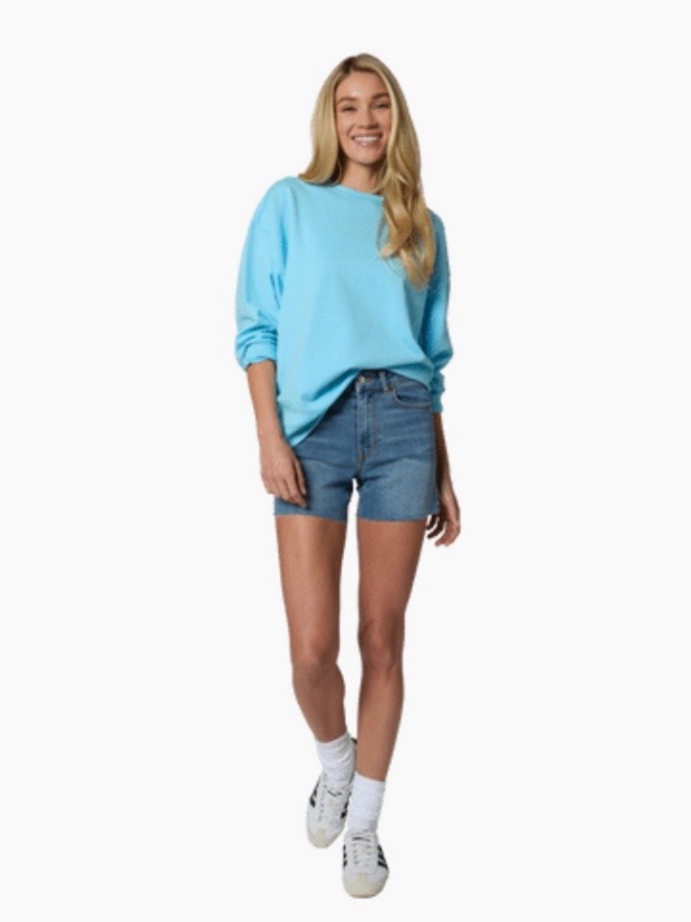 Year of Ours x FabFitFun Oversized Crewneck Sweater in Sky Blue, Size M/L